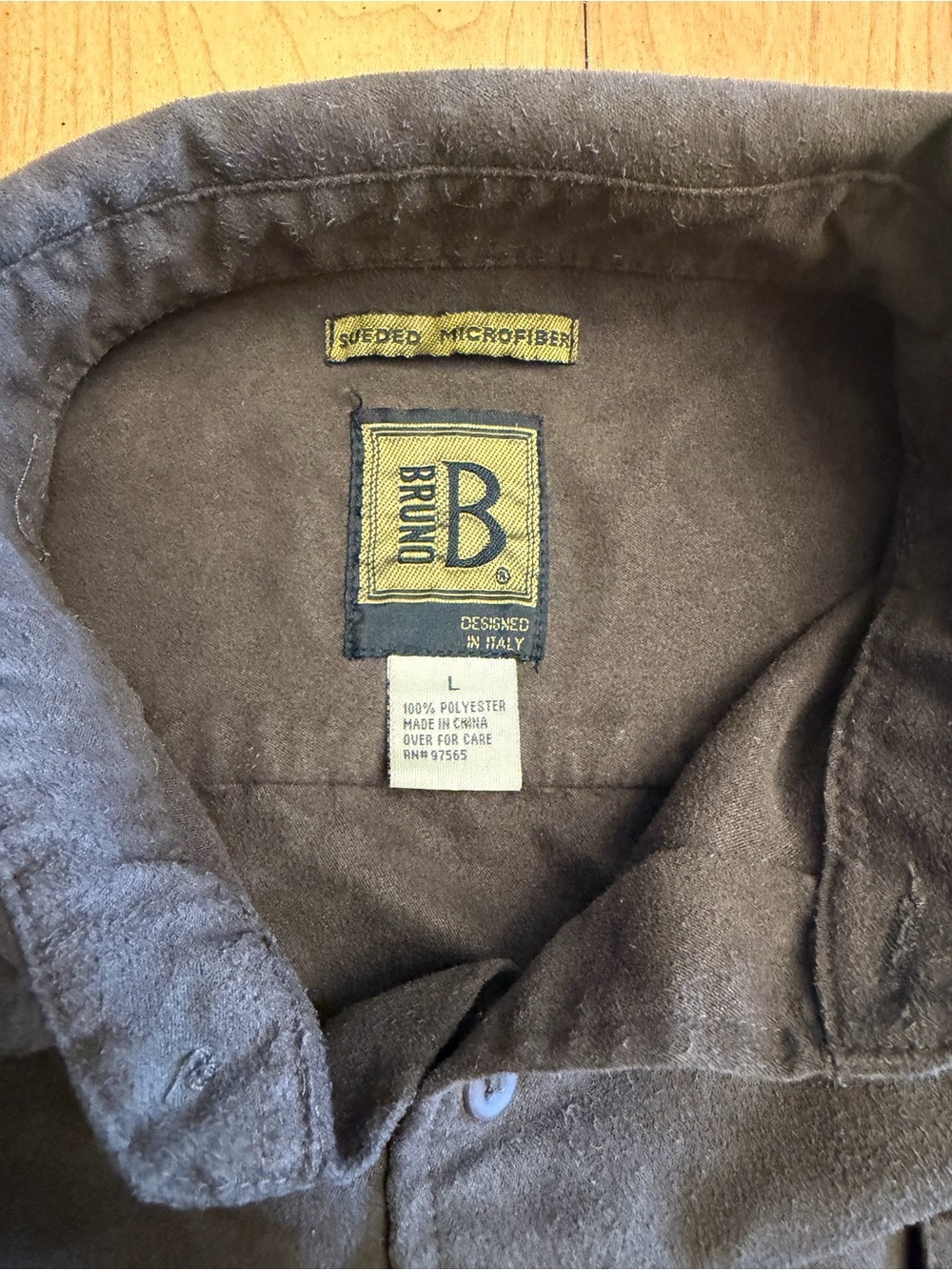 Men's Chocolate Brown Bruno Suede MF Button-Up | L - Picture 6 of 7